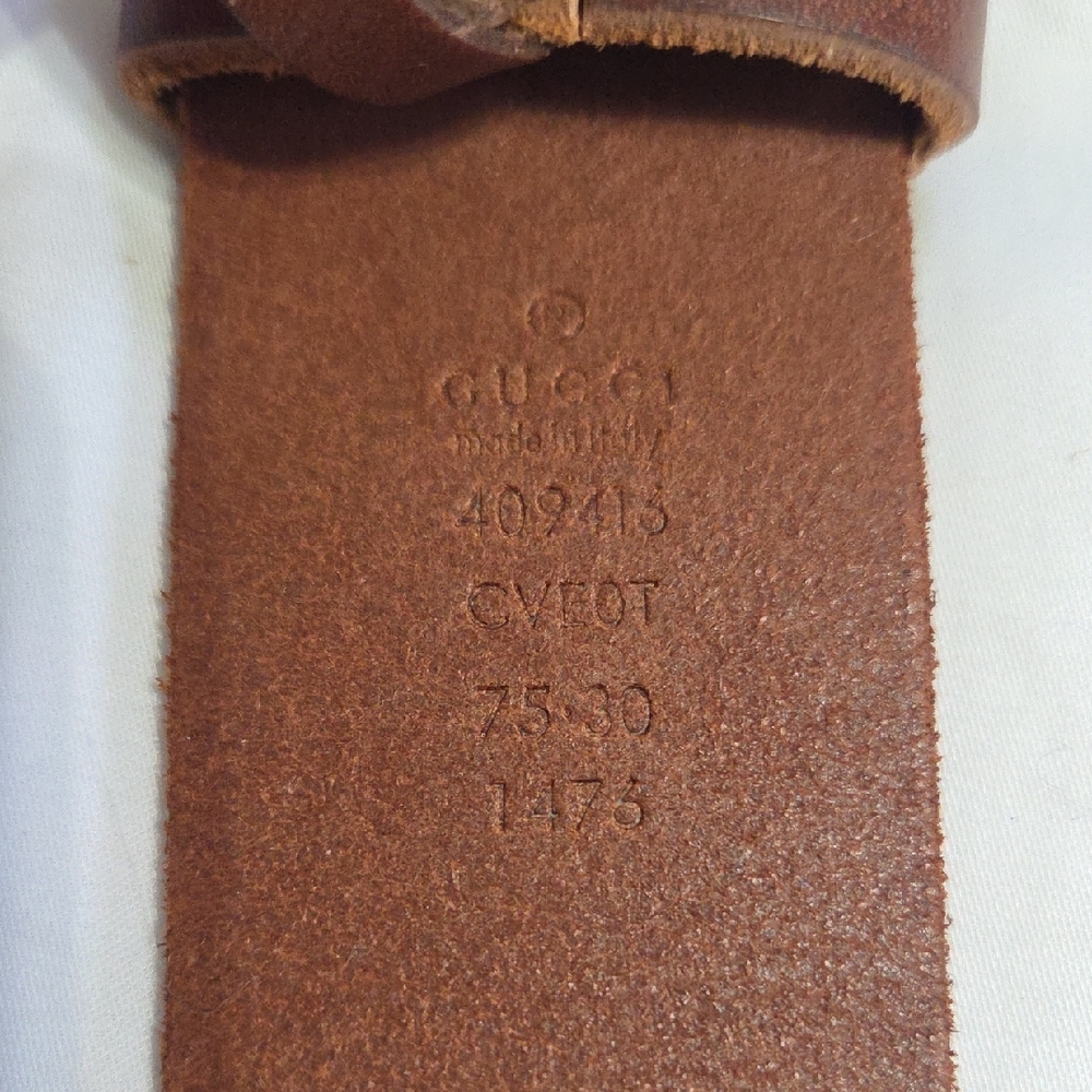Gucci Brown Leather Belt with Gold Double G Buckle - Picture 4 of 13